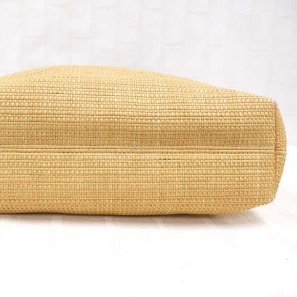 Authentic CHANEL Raffia Tote Summer Shoulder Bag Straw Beige Brown - Picture 13 of 16